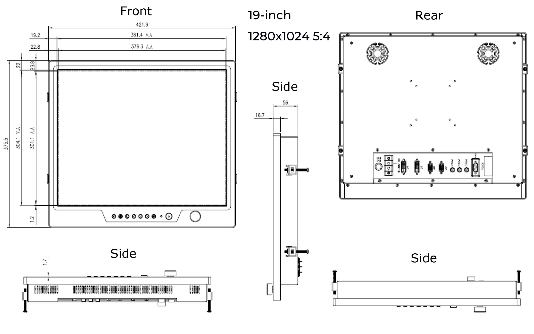 19″ Monitor All Weather LCD Resistive Touchscreen, 1000nits 19″ Monitor All Weather LCD Resistive Touchscreen, 1000nits